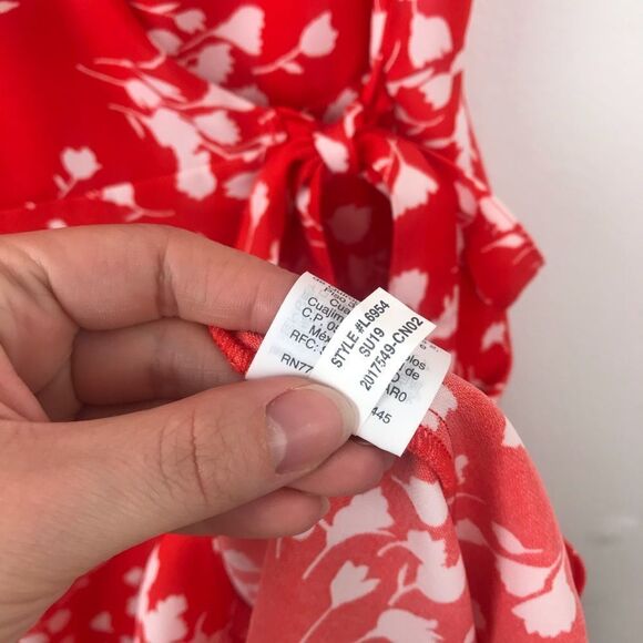 J. Crew red floral printed wrap dress - Picture 6 of 7